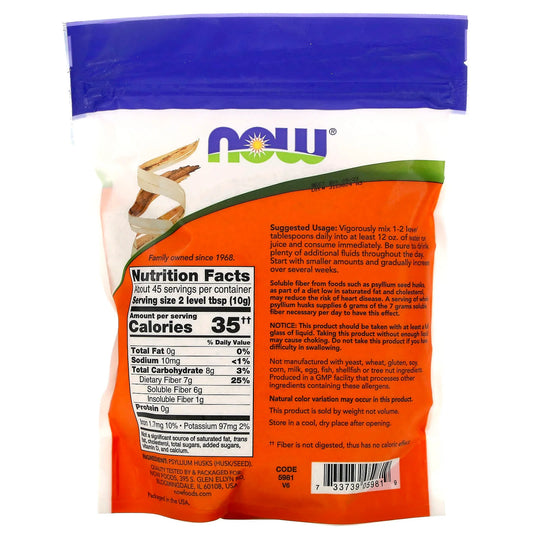 Now Whole Psyllium Husks 16Oz image 1
